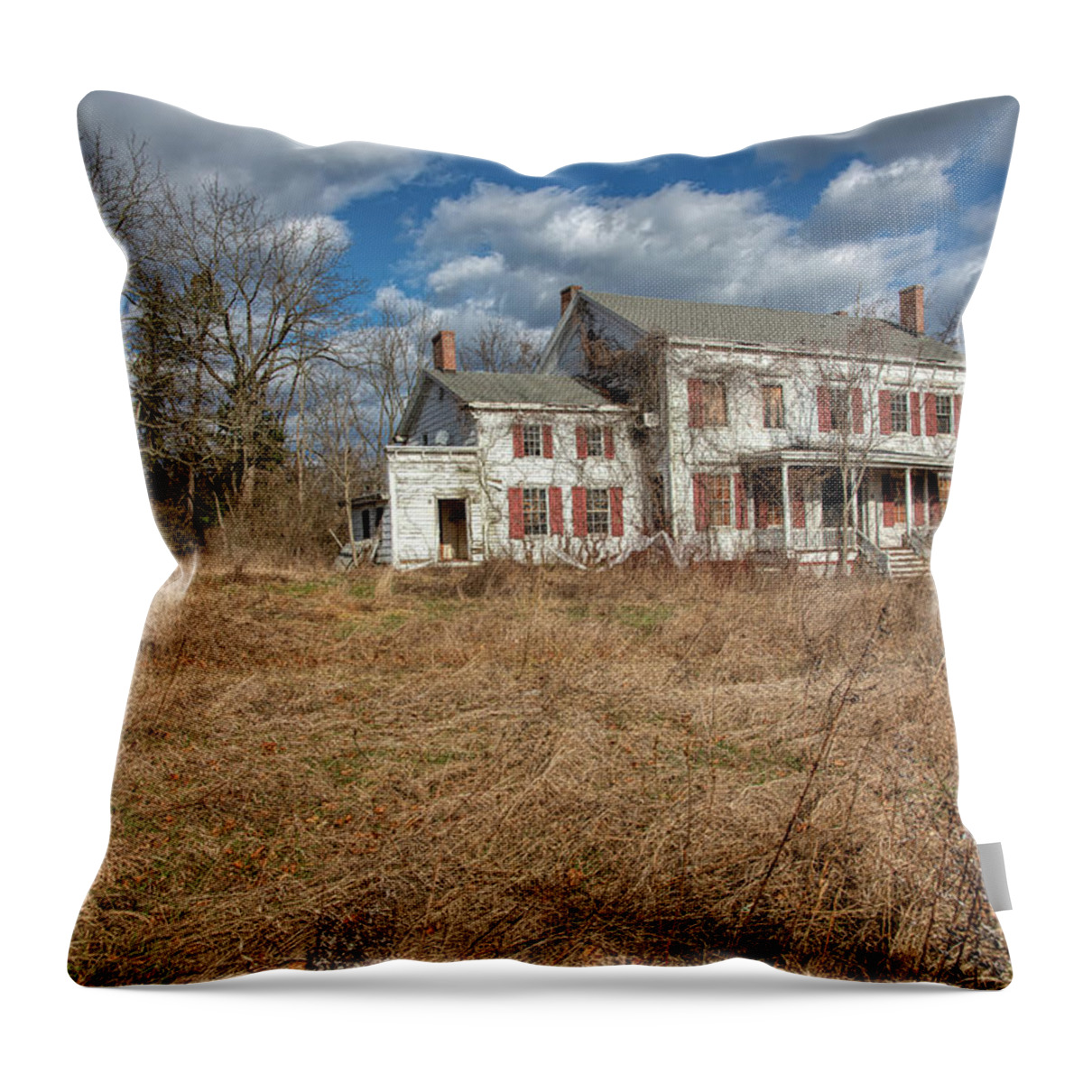 Haunted Throw Pillow featuring the photograph Haunted Farm House by David Letts