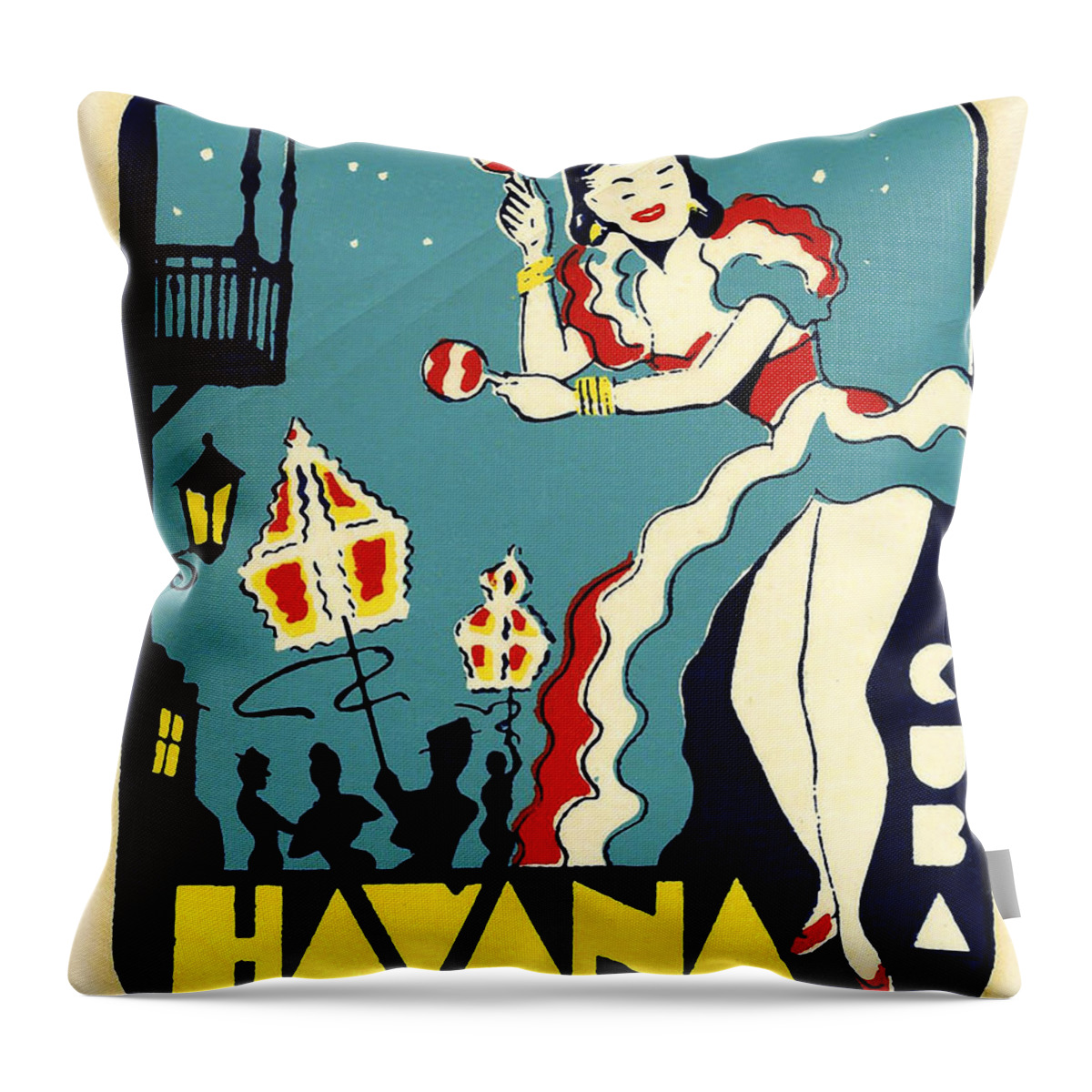 Cuba Throw Pillow featuring the drawing Havana Cuba Decal by Unknown