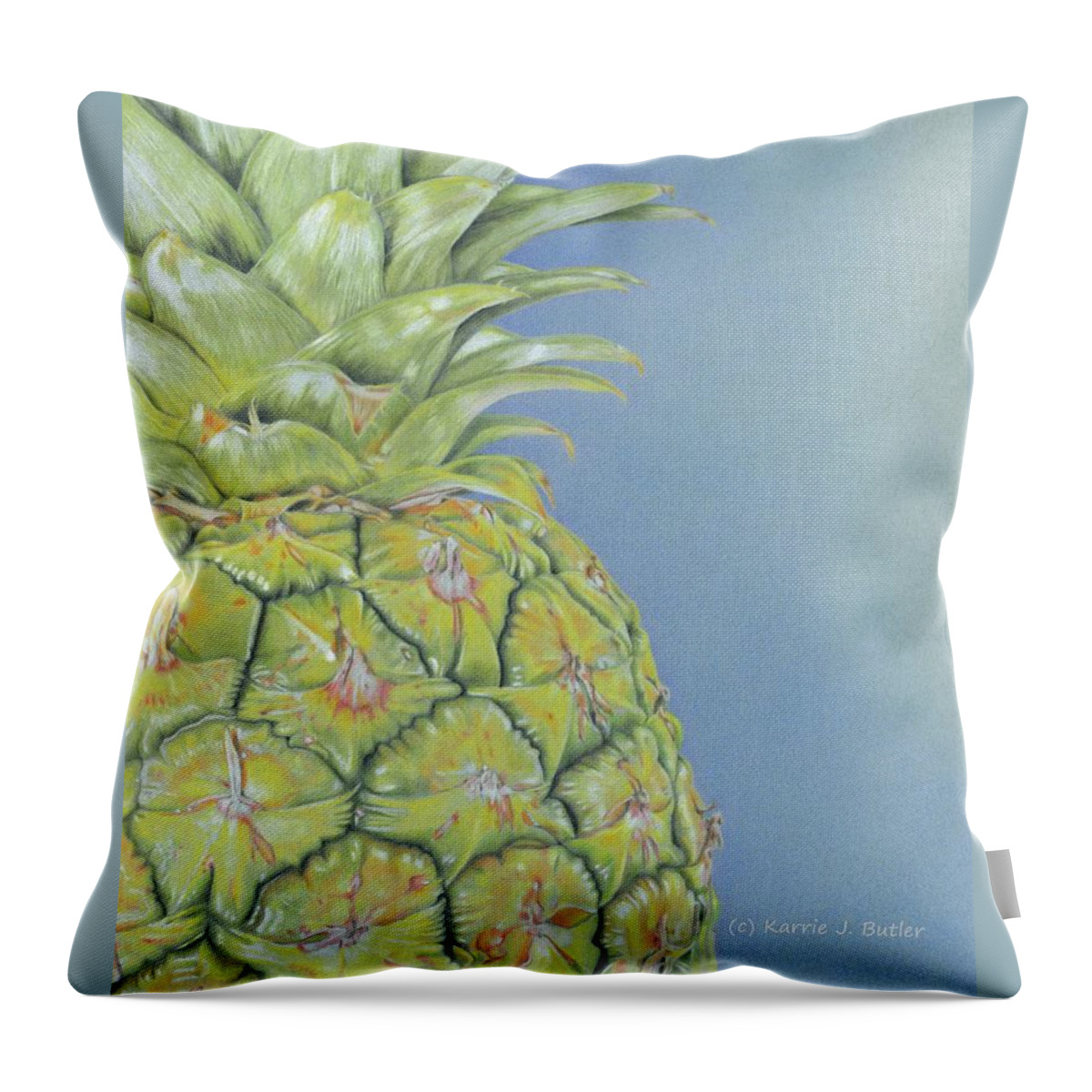 Pineapple Throw Pillow featuring the painting Hawaiian Pineapple by Karrie J Butler