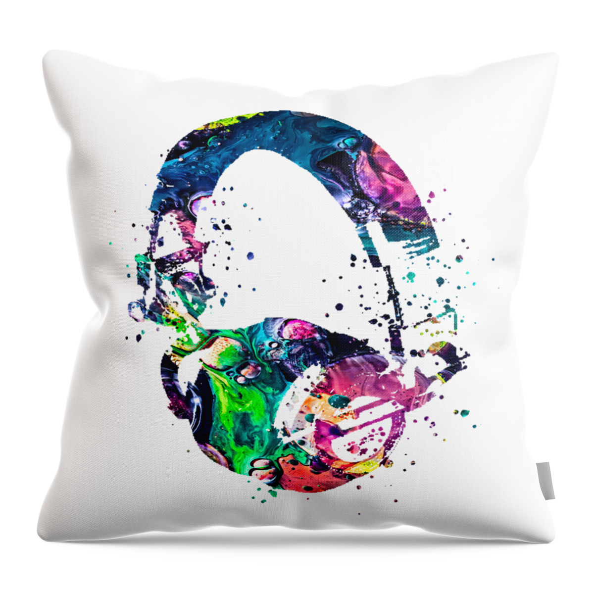 Headphones Throw Pillow featuring the painting Headphones by Zuzi 's