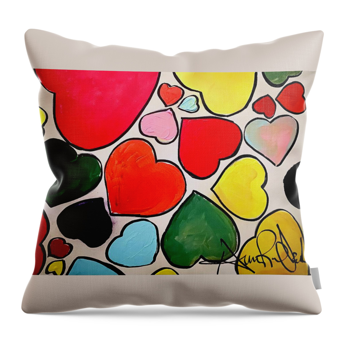  Throw Pillow featuring the painting Hearts by Angie ONeal