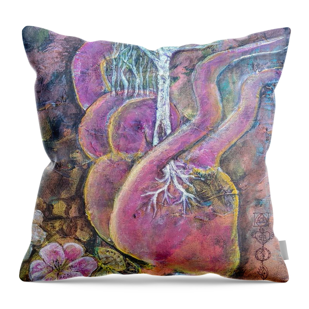 Heart Throw Pillow featuring the painting Hearts New Tree of Life by Feather Redfox