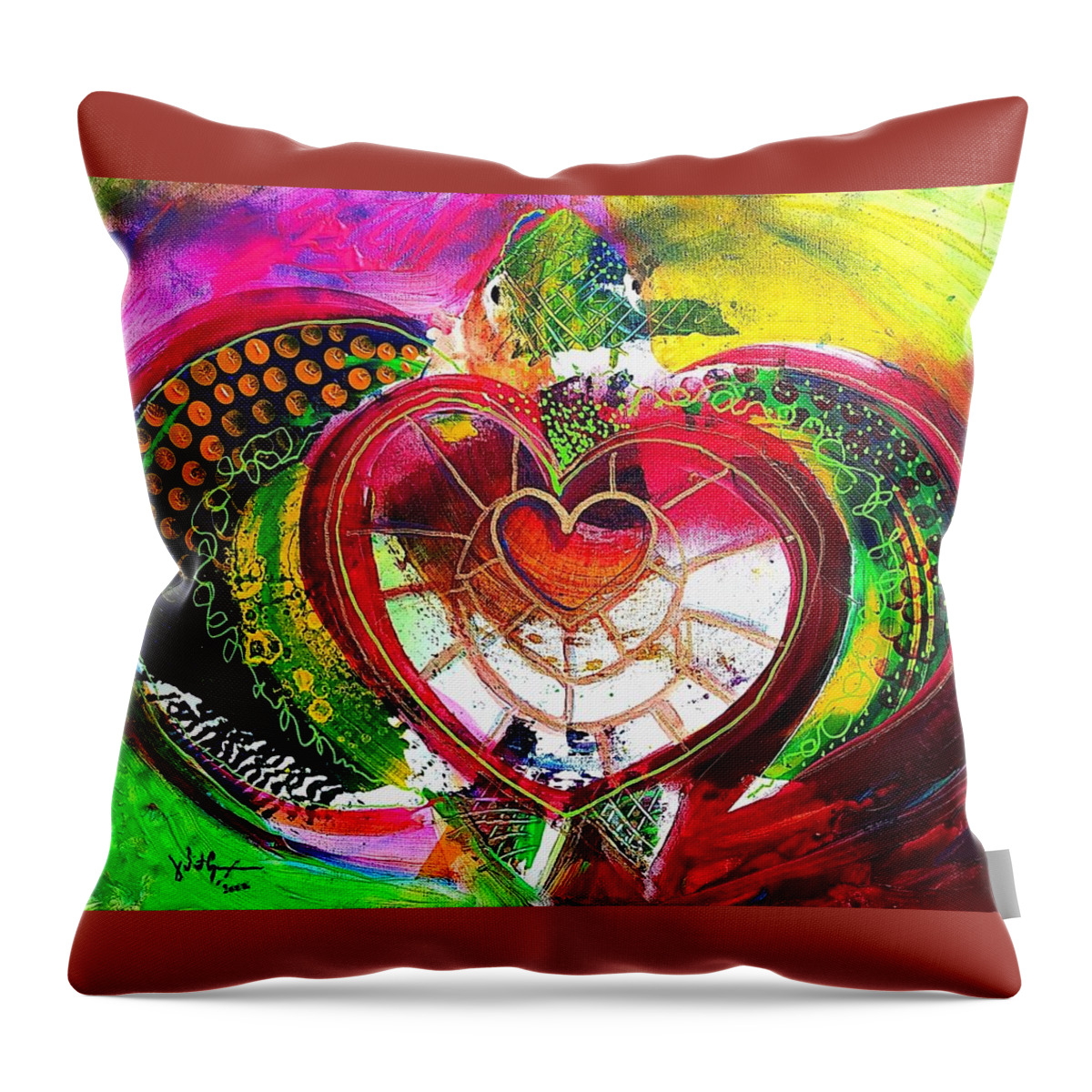 Sea Turtle Throw Pillow featuring the painting Hearty, Spicy Sea Turtle by J Vincent Scarpace