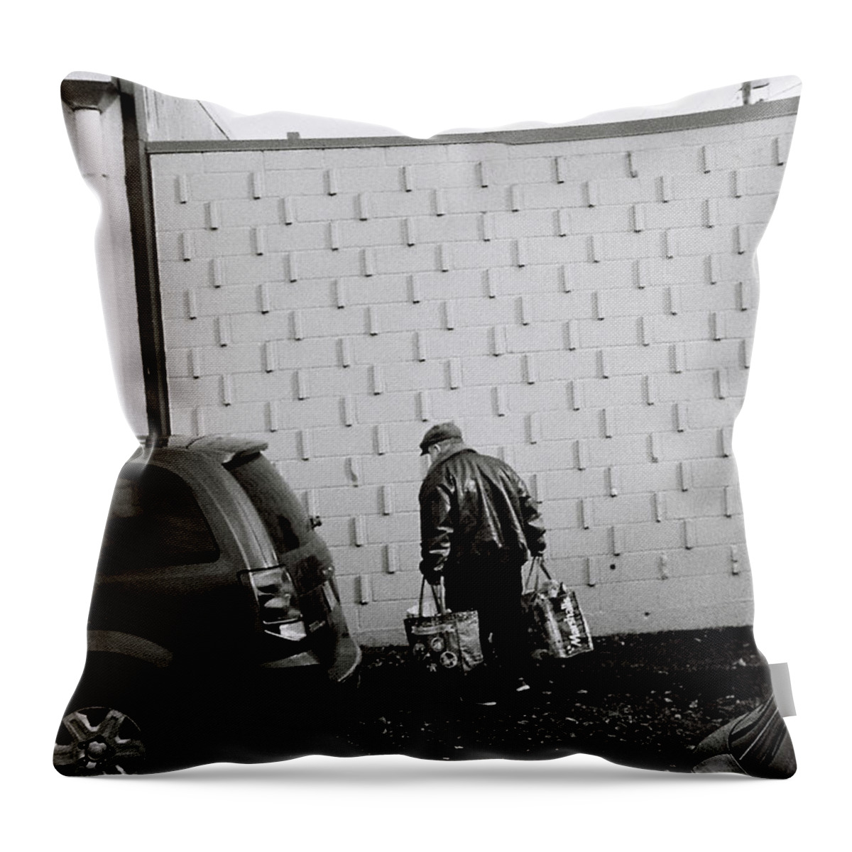 Street Photography Throw Pillow featuring the photograph Heavy Burdens by Chriss Pagani