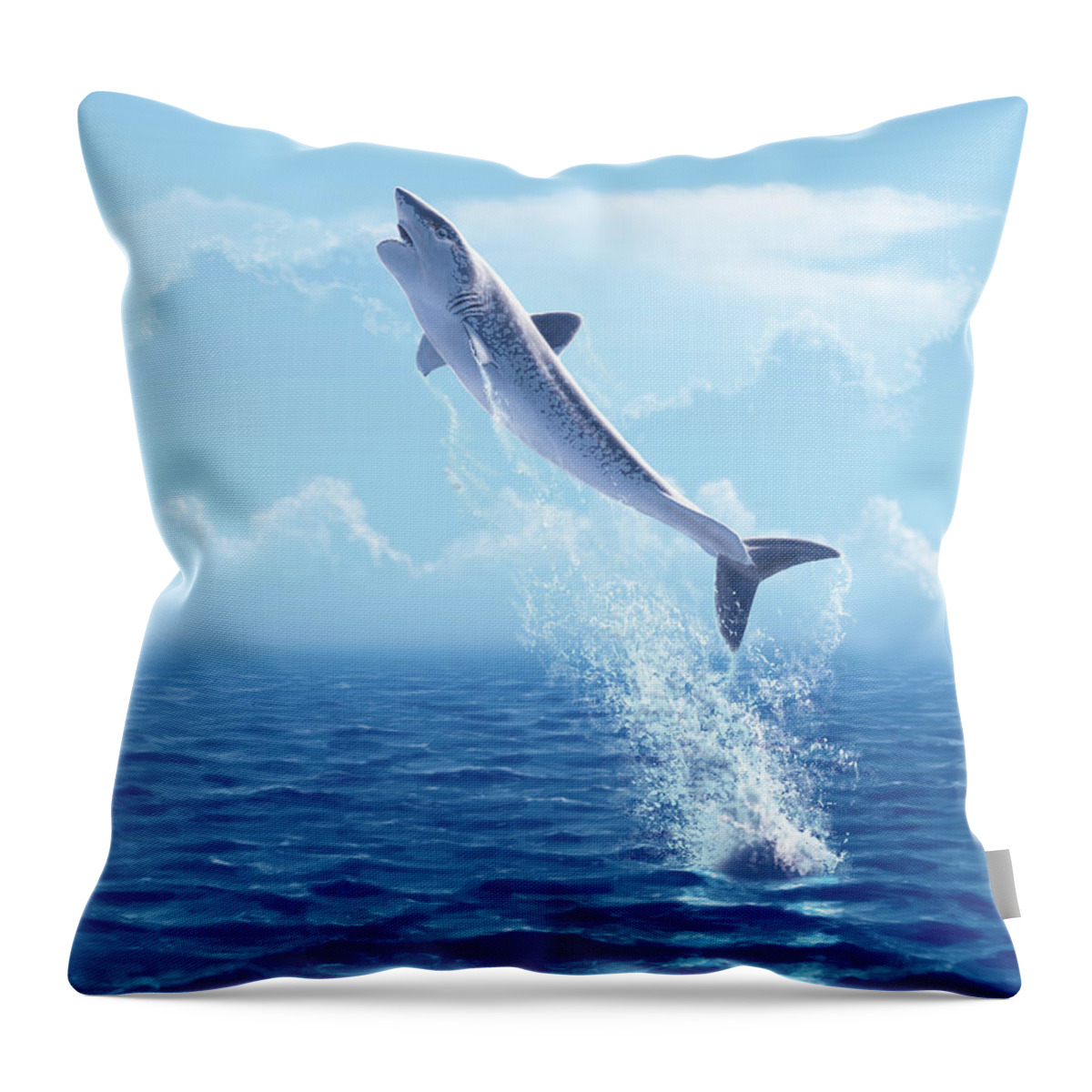 Helicoprion Throw Pillow featuring the digital art Helicoprion breaching by Julius Csotonyi
