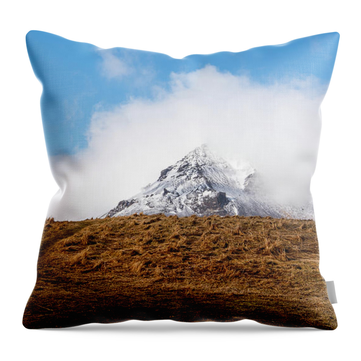 Iceland Throw Pillow featuring the photograph Hellnar church in Snaefellsnes peninsula of Western Iceland. by Michalakis Ppalis