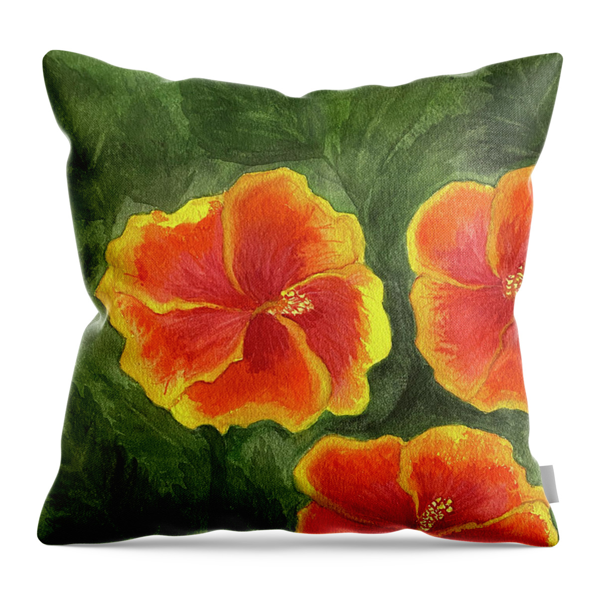 Hibiscus Throw Pillow featuring the painting Hibiscus Three by Lisa Neuman
