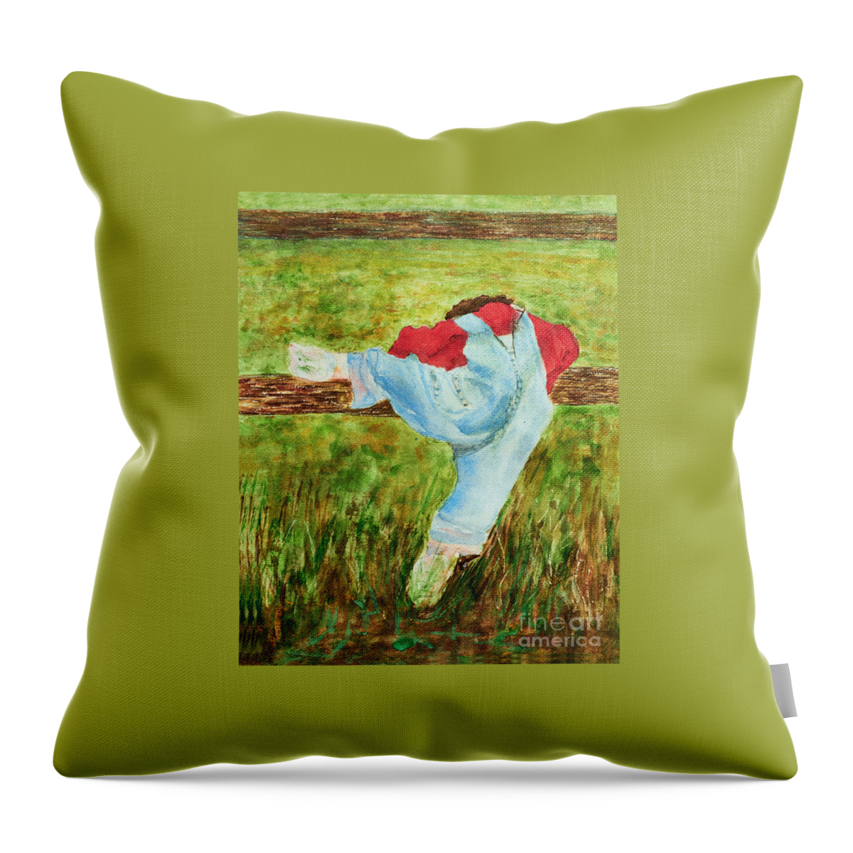 Art - Watercolor Throw Pillow featuring the painting Hide and Seek Watercolor painting by Sher Nasser
