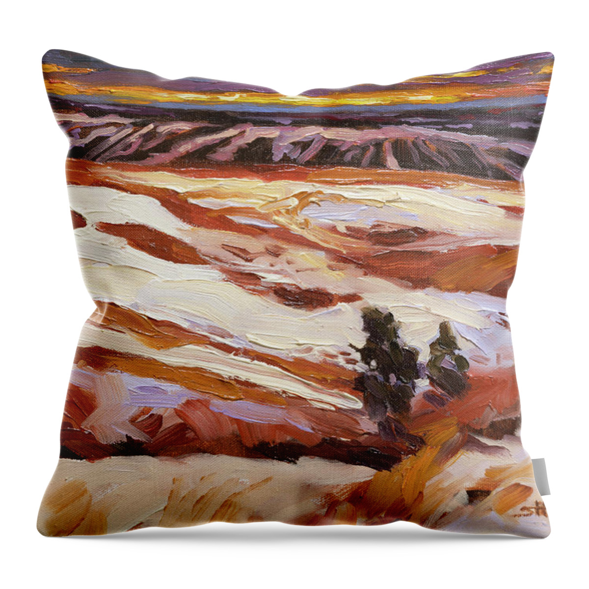 Landscape Throw Pillow featuring the painting High Country Thaw by Steve Henderson