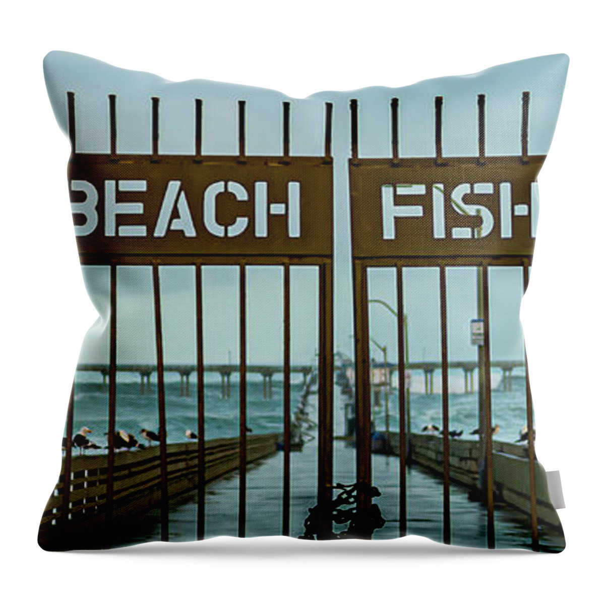 Ocean Beach Throw Pillow featuring the photograph High surf advisory by Local Snaps Photography