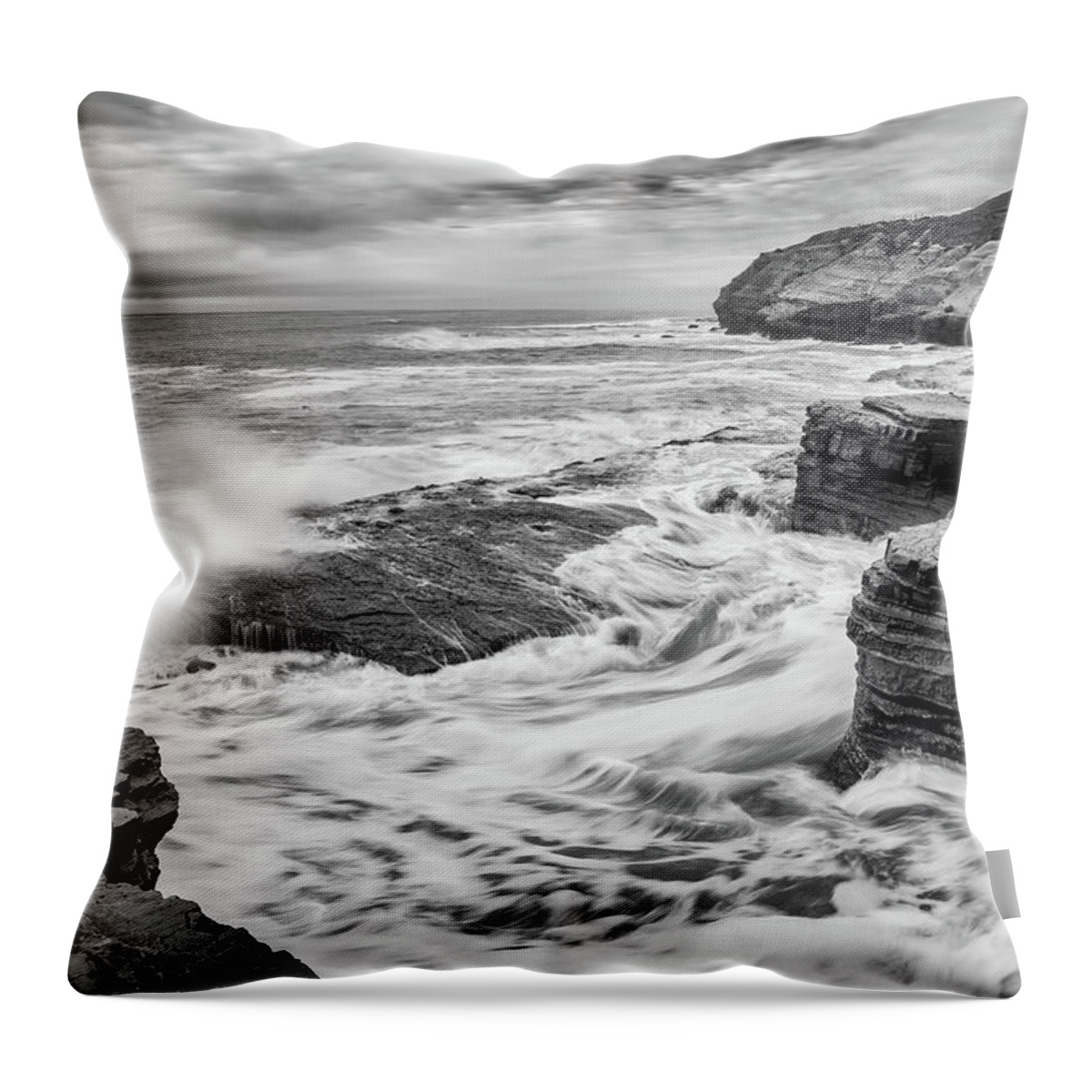 Sunset Cliffs Throw Pillow featuring the photograph High Tide At Sunset Cliffs by Local Snaps Photography