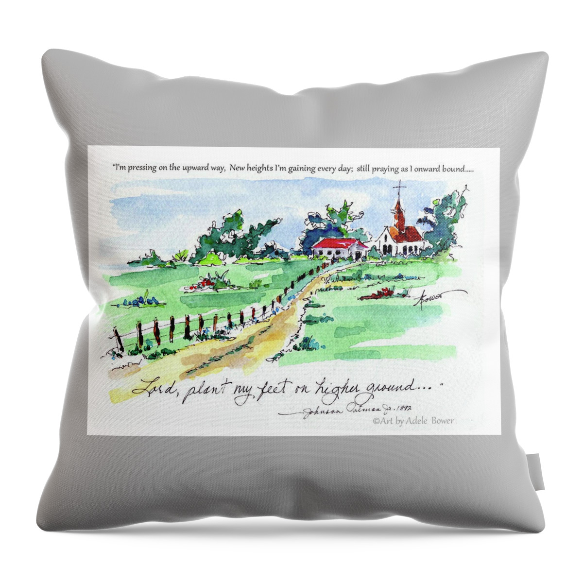 Christian Throw Pillow featuring the painting Higher Ground by Adele Bower
