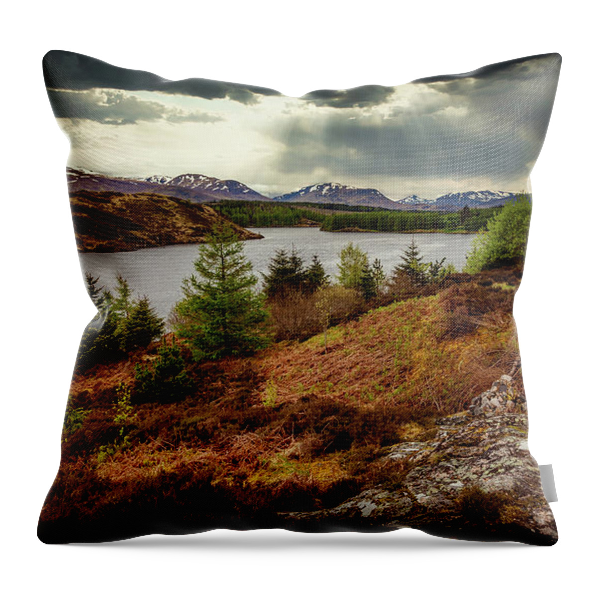 Scotland Throw Pillow featuring the photograph Highland breaking storm by Bradley Morris
