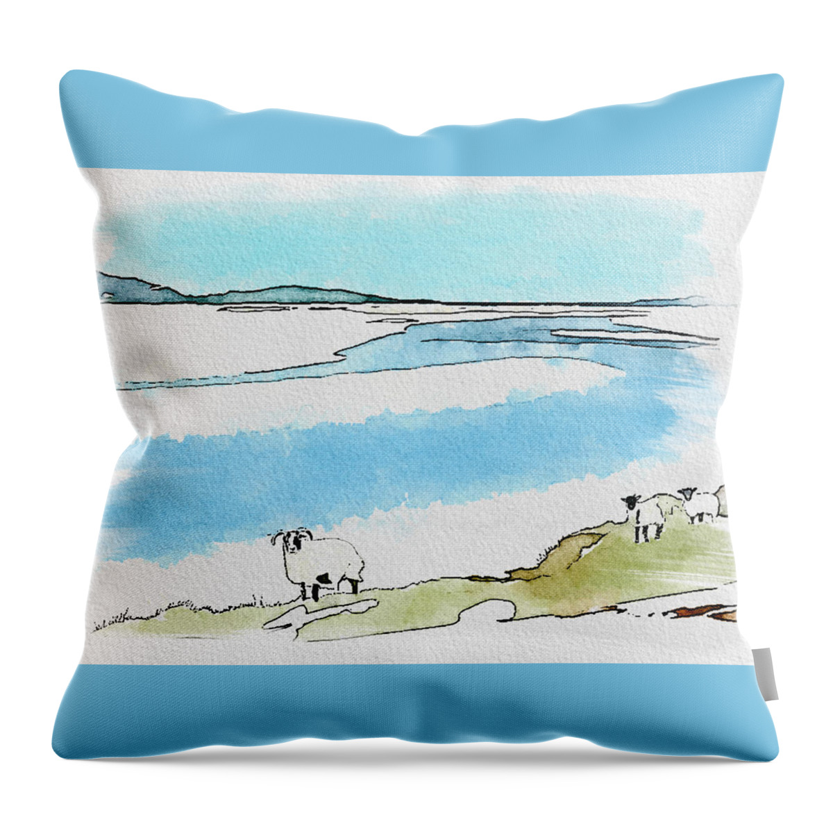 Scottish Throw Pillow featuring the digital art Highland Sheep by John Mckenzie