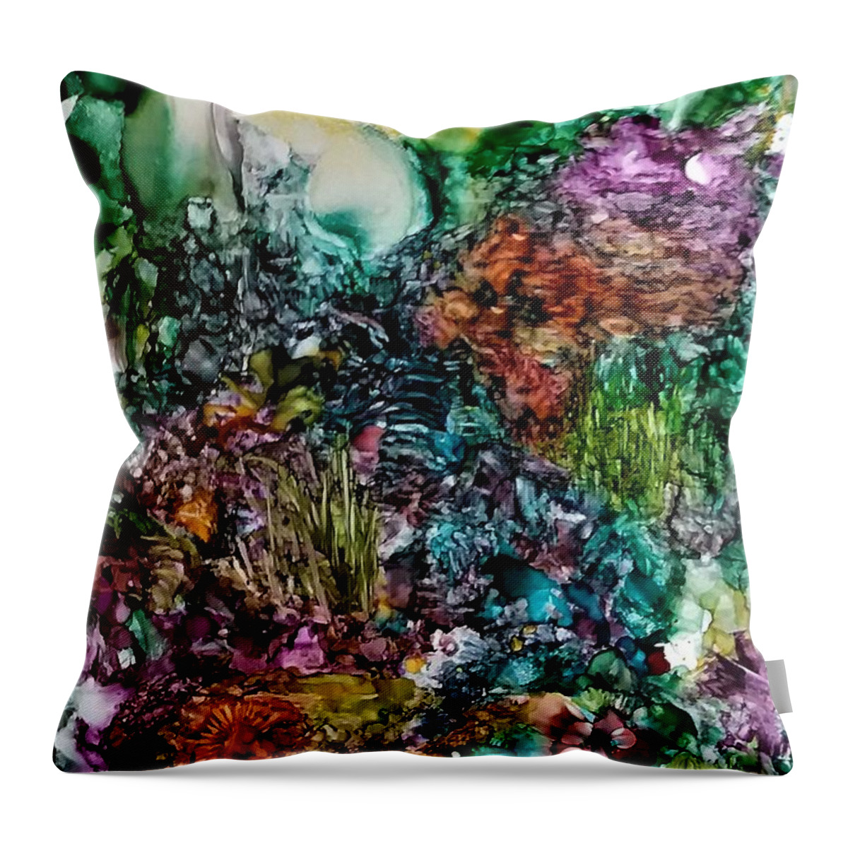 Bright Throw Pillow featuring the painting Hiking in Praiano by Angela Marinari