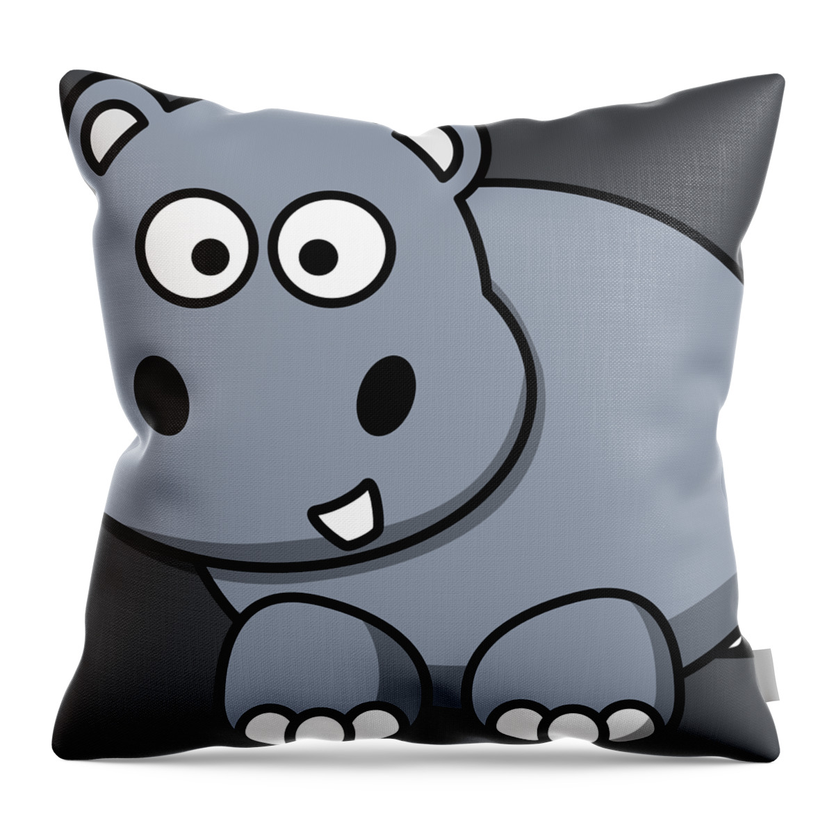 Hippo Cartoon Happy Smile Animals Funny Throw Pillow by Jeff Brassard -  Pixels
