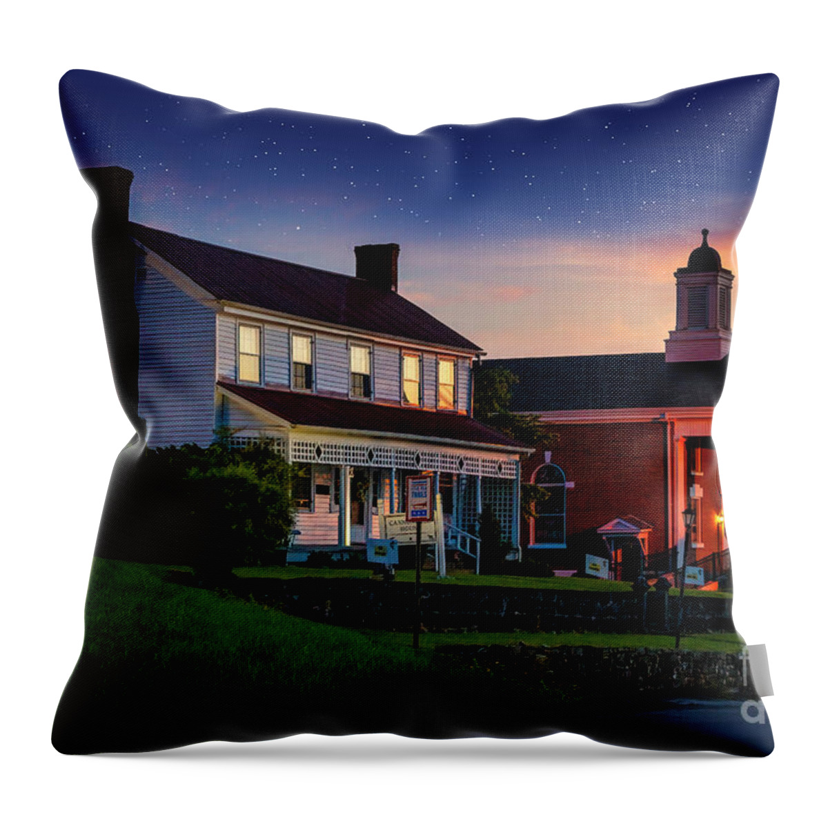 Sunset Throw Pillow featuring the photograph Historic Blountville at Twilight by Shelia Hunt
