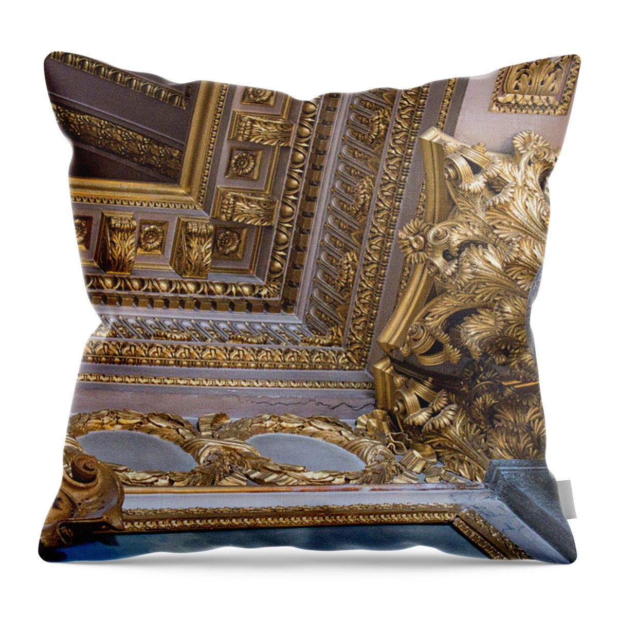 Gold Throw Pillow featuring the photograph History's Corner - Battles Gallery by Portia Olaughlin