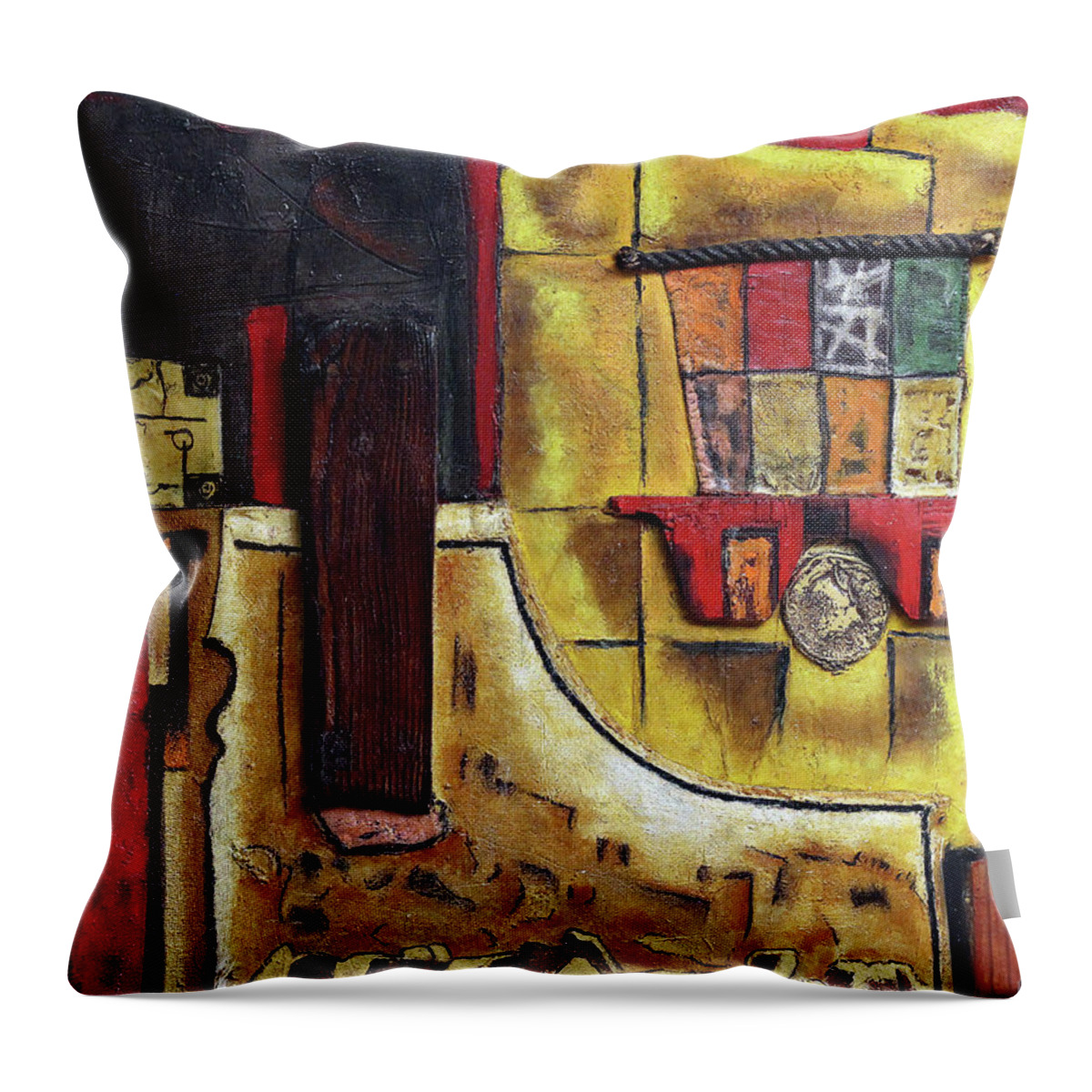  Throw Pillow featuring the painting Hitching A Ride by Michael Nene