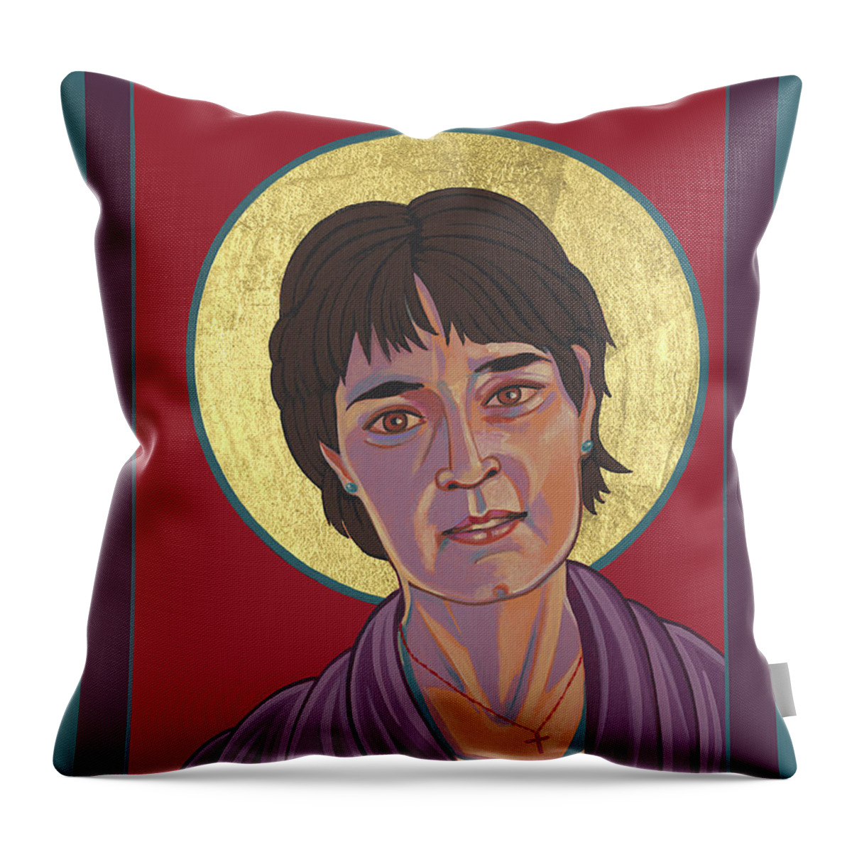 Holy Living Martyr Dianna Ortiz Throw Pillow featuring the painting Holy Living Martyr Dianna Ortiz 317 by William Hart McNichols