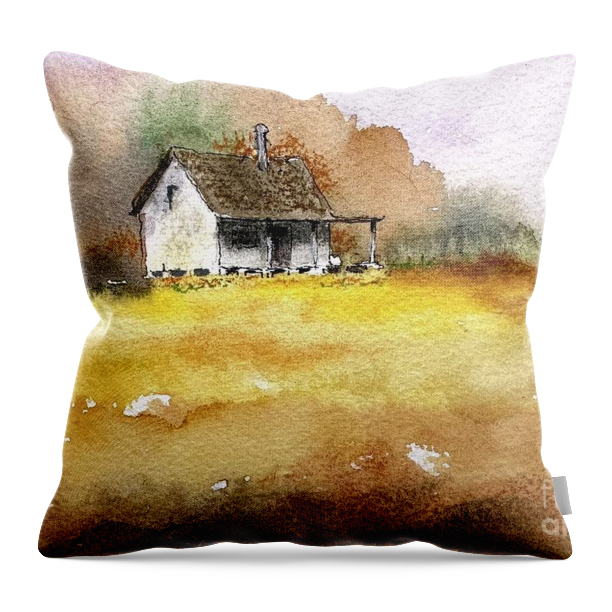 Watercolor Throw Pillow featuring the painting Home Place by William Renzulli