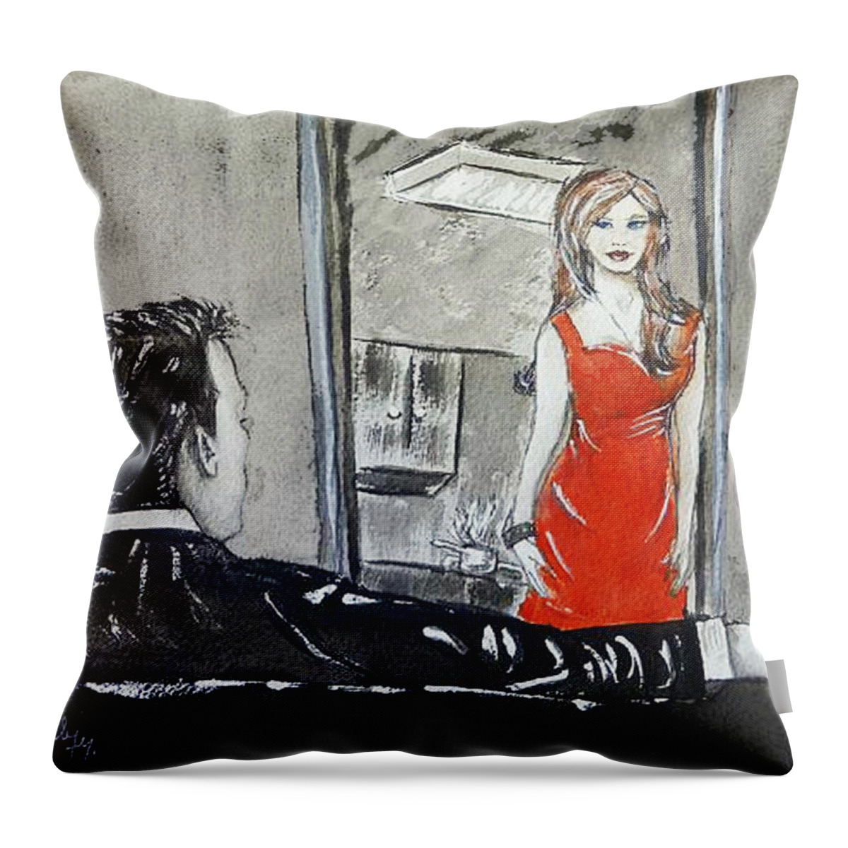 Kelly Mills Throw Pillow featuring the painting Honey, Dinner's Ready by Kelly Mills