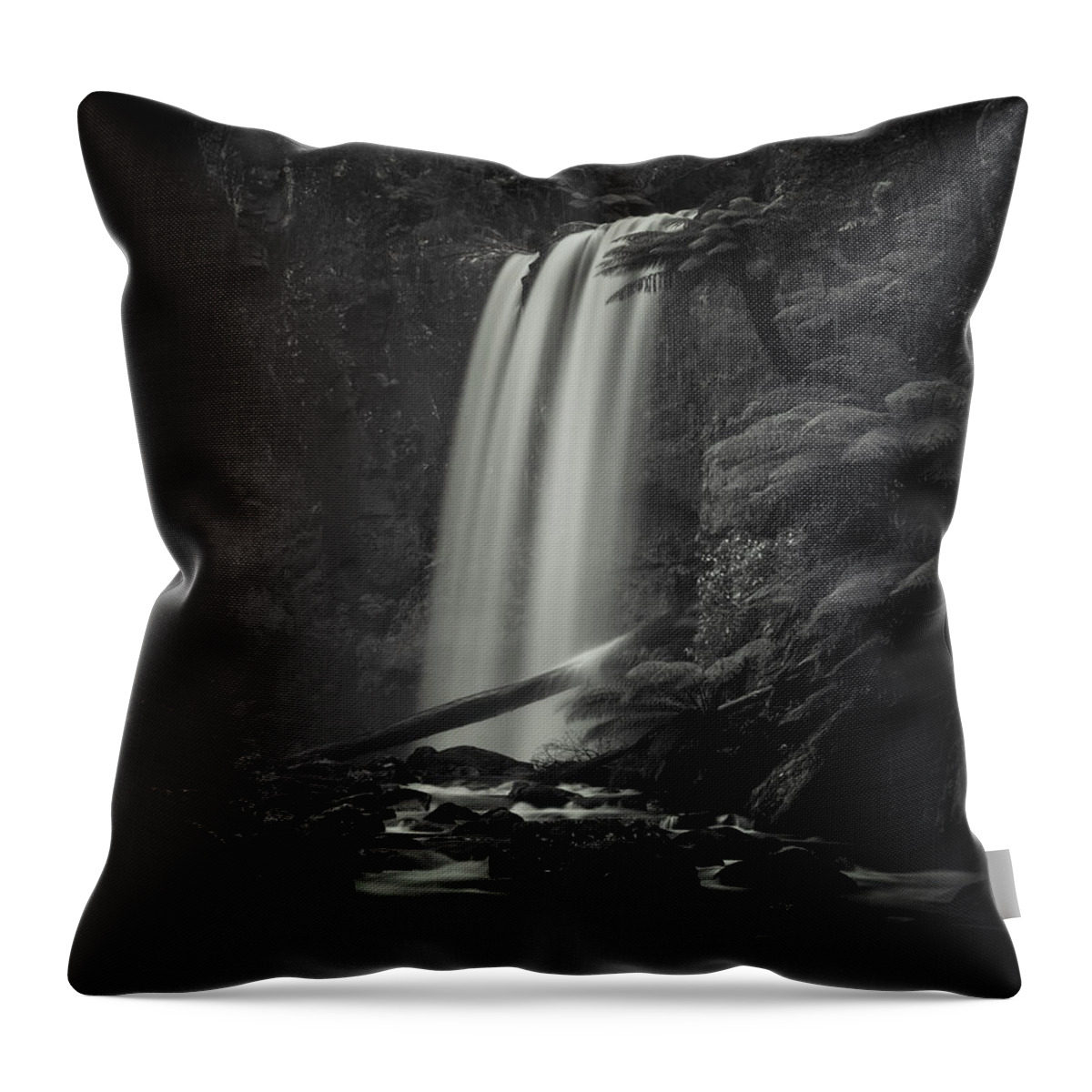 Monochrome Throw Pillow featuring the photograph Hopetoun Falls by Grant Galbraith