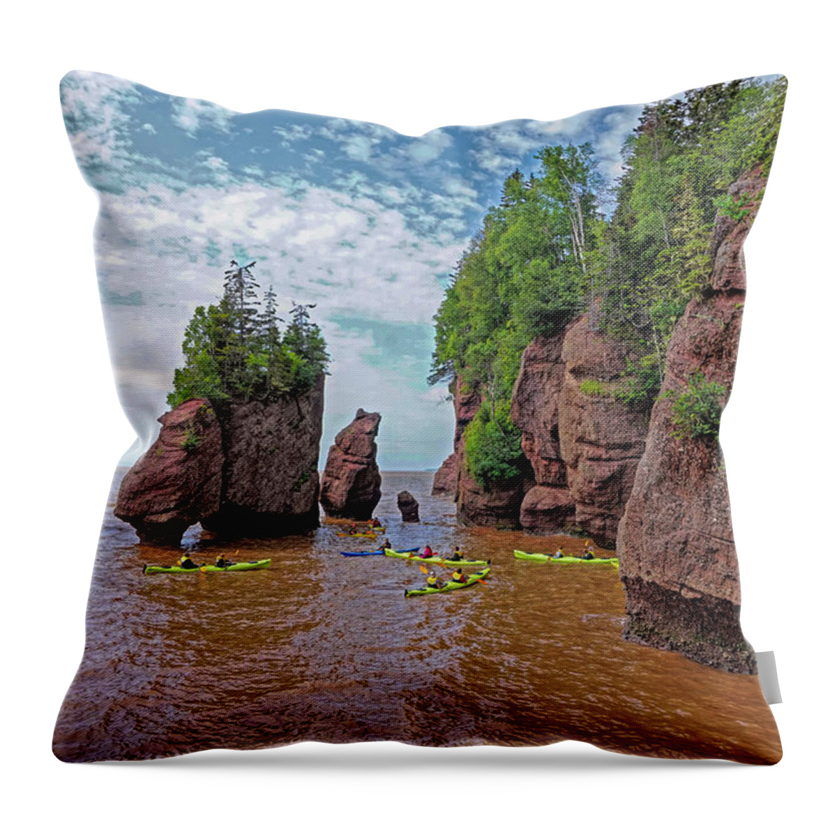 Hopewell Rocks Throw Pillow featuring the photograph Hopewell Rock New Brunswick by Yvonne Jasinski