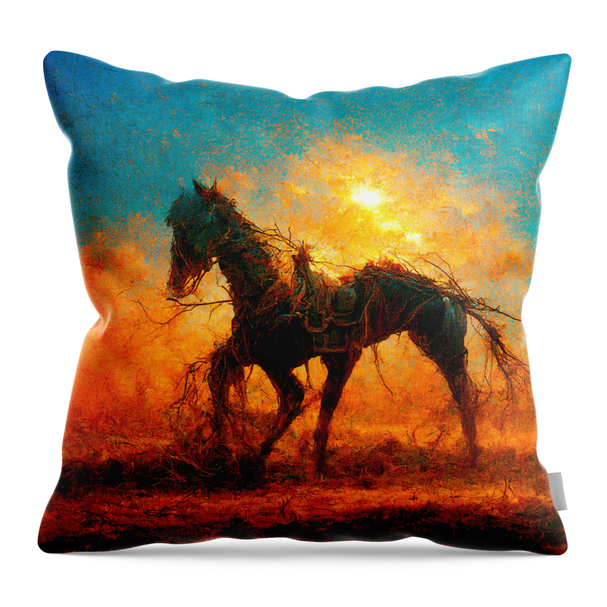 Horse Throw Pillow featuring the digital art Horses #1 by Craig Boehman