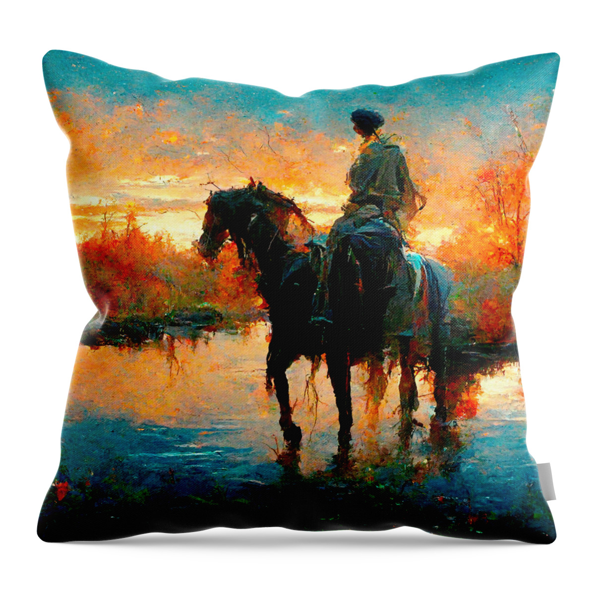 Horse Throw Pillow featuring the digital art Horses #10 by Craig Boehman