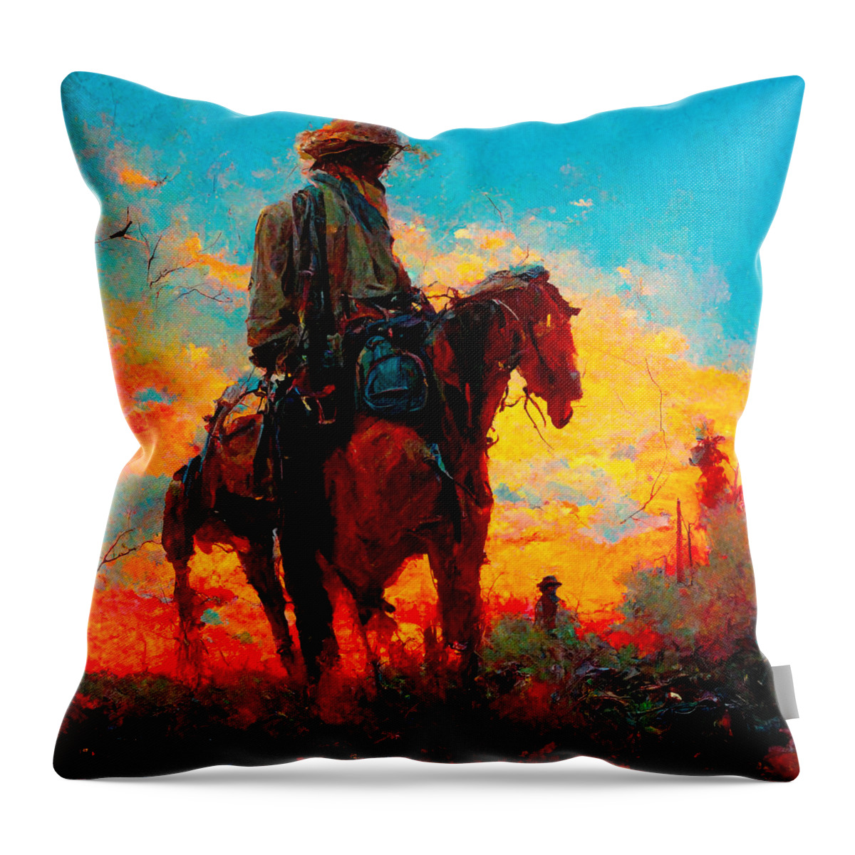 Horse Throw Pillow featuring the digital art Horses #6 by Craig Boehman