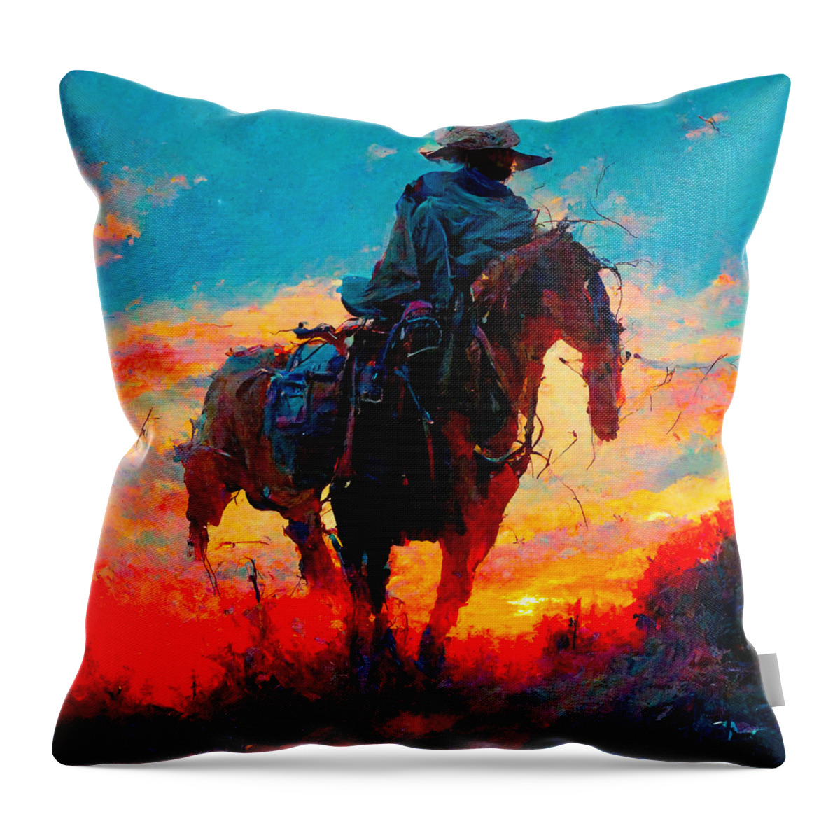 Horse Throw Pillow featuring the digital art Horses #8 by Craig Boehman