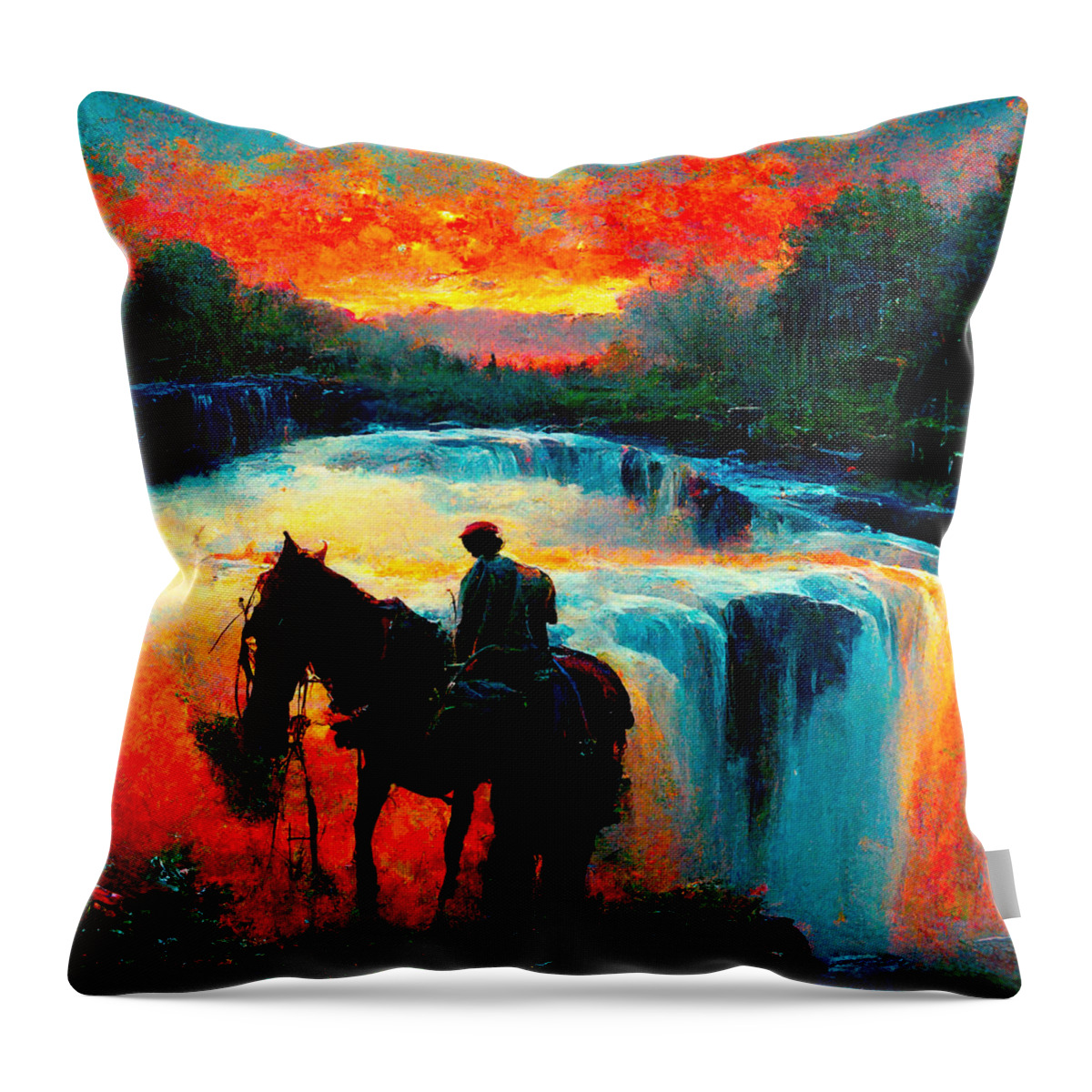 Horse Throw Pillow featuring the digital art Horses #9 by Craig Boehman