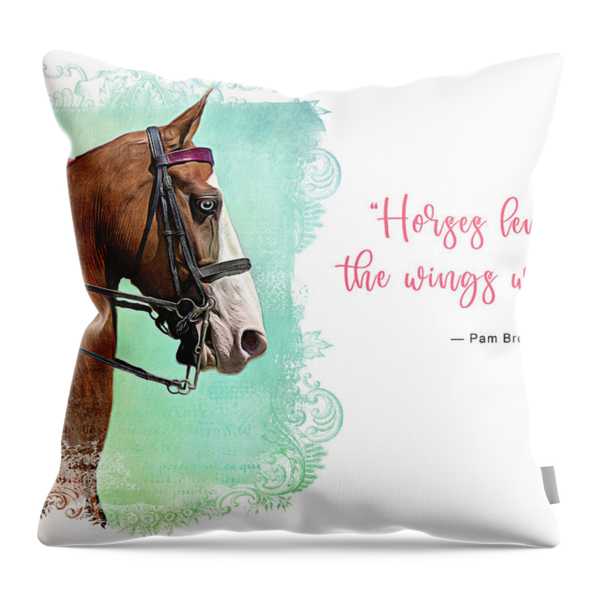 Blowing Rock Throw Pillow featuring the digital art Horses Lend Us The Wings We Lack by Amy Dundon