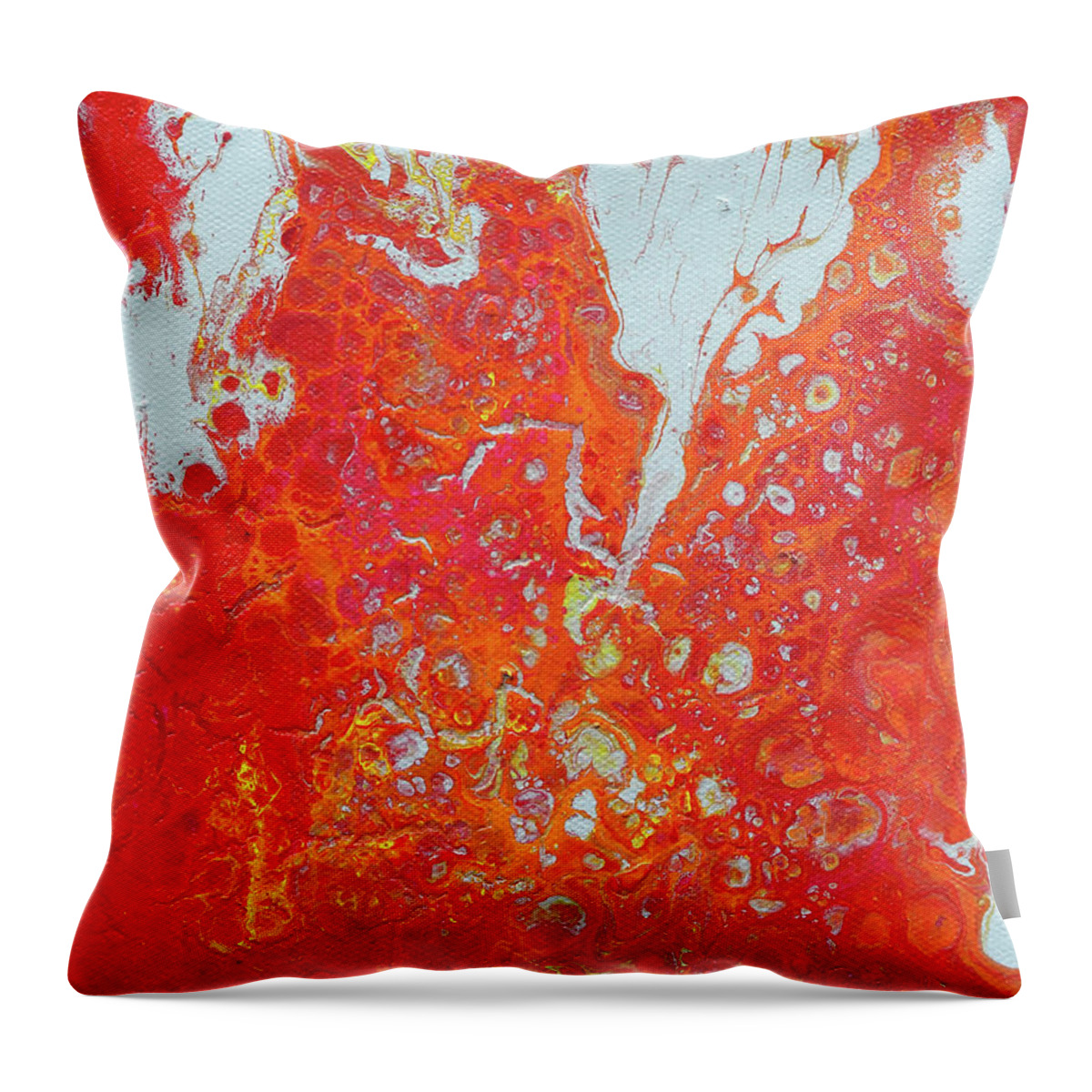 Fluid Throw Pillow featuring the painting Hot Lava and Ice by Maria Meester