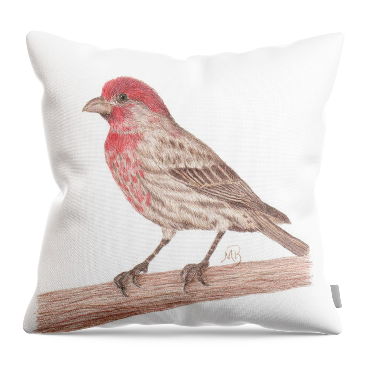 Bird Art Throw Pillow featuring the painting House Finch by Monica Burnette
