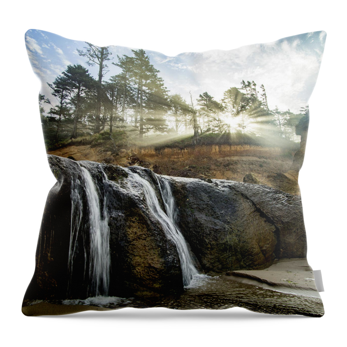 Hug Point Throw Pillow featuring the photograph Hug Point Oregon by Wesley Aston
