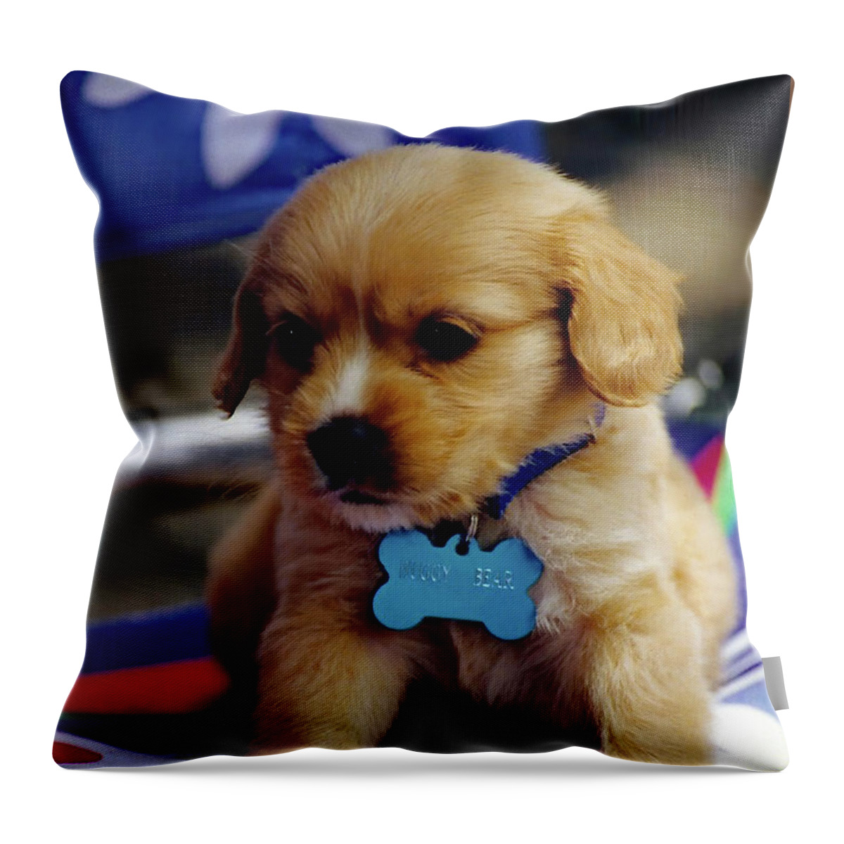 Puppy Throw Pillow featuring the photograph Huggy Bear by Jennifer Robin