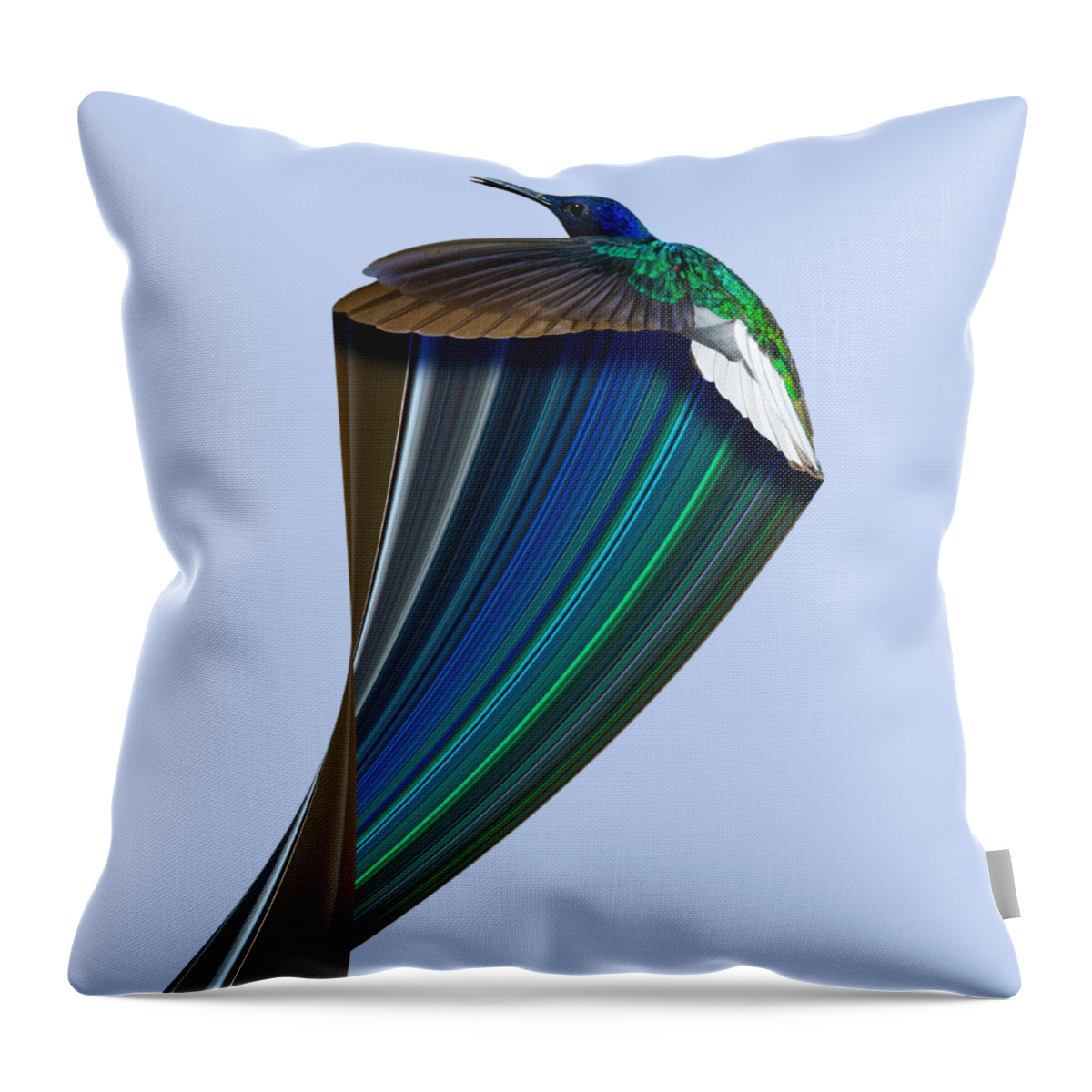 Exotic Throw Pillow featuring the digital art Hummingbird Pixel Stretch 2 by Pelo Blanco Photo