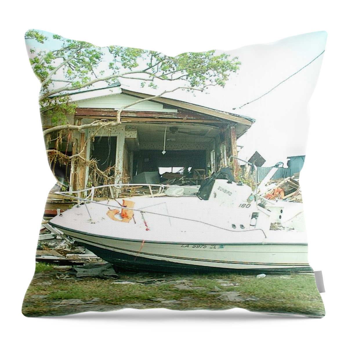  Throw Pillow featuring the photograph Hurricane Katrina Series - 6 by Christopher Lotito