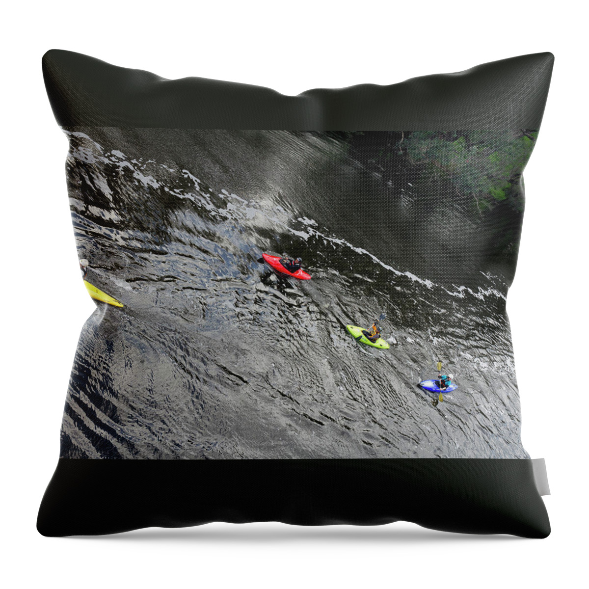 Kayaks Throw Pillow featuring the photograph I Think we'll go this Way by Elaine Teague