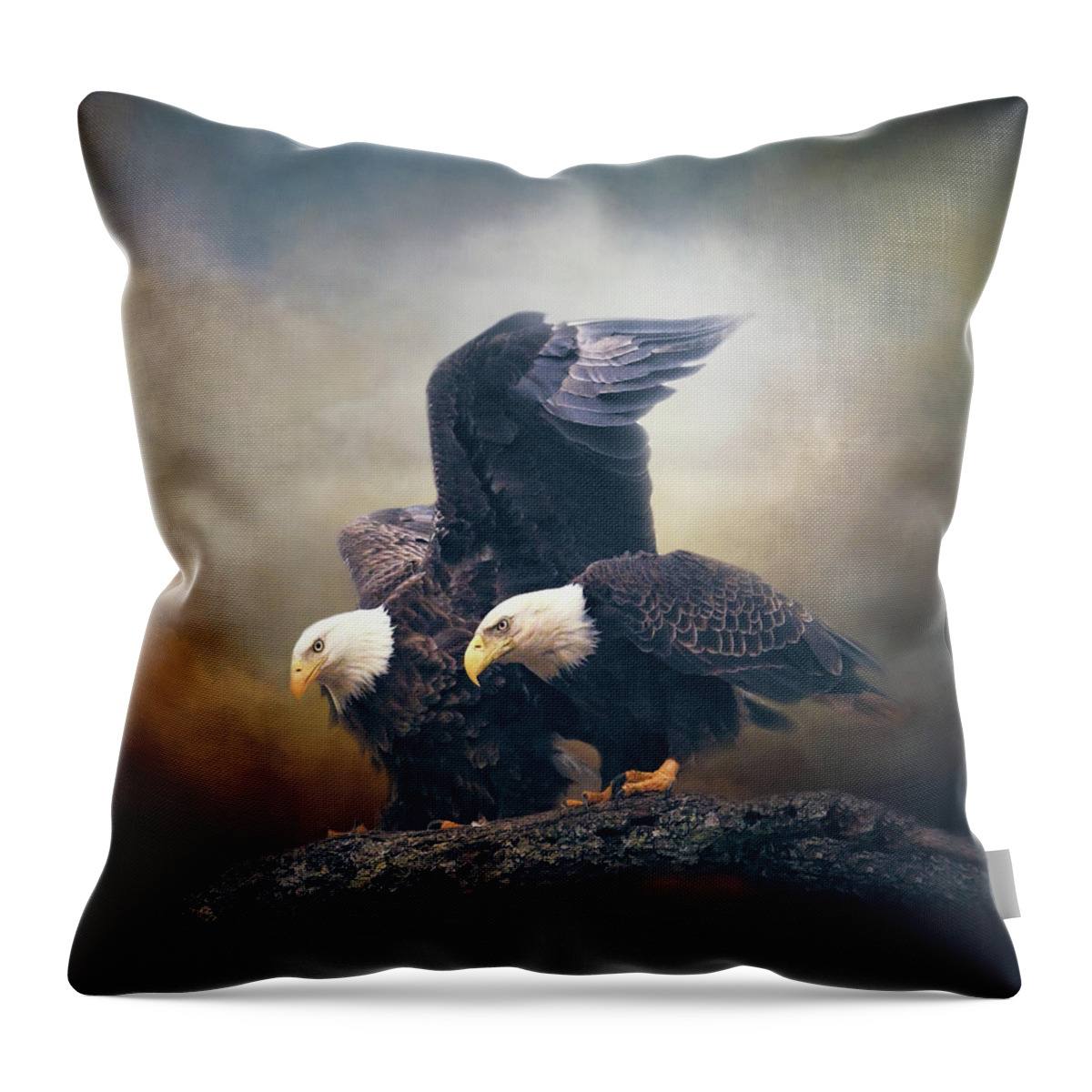 Bald Eagle Throw Pillow featuring the photograph I Will Shelter You by Jai Johnson