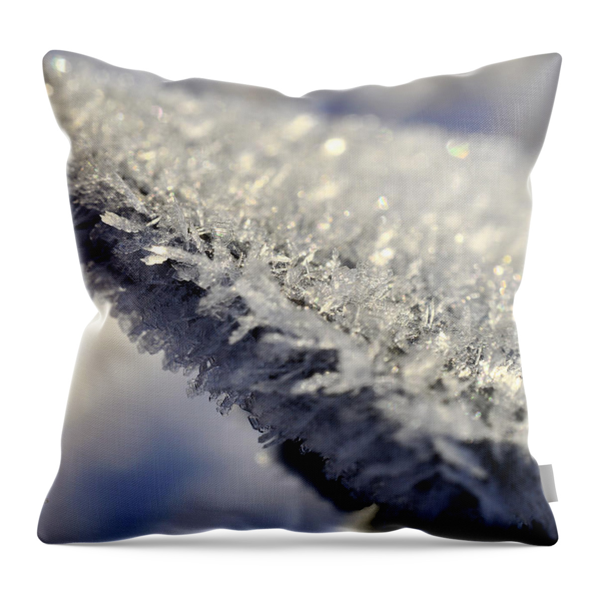 Ice Throw Pillow featuring the photograph Ice Crystal Abstract by Kae Cheatham