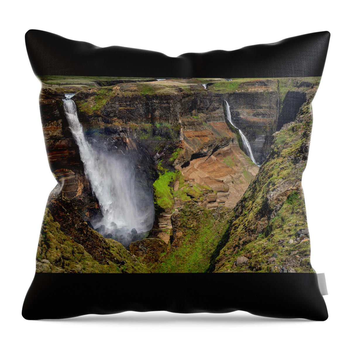 Iceland Throw Pillow featuring the photograph Iceland - Haifoss by Olivier Parent