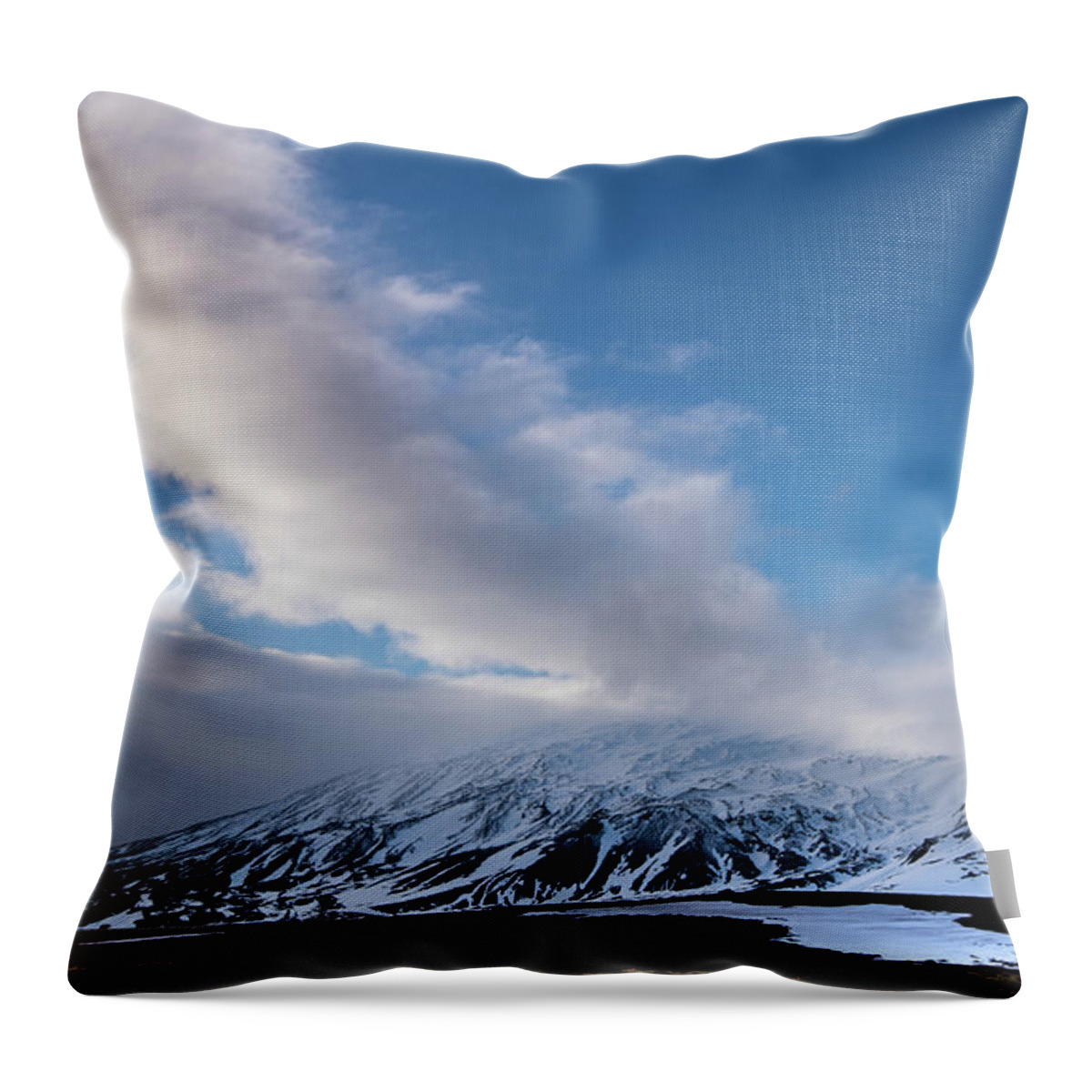 Iceland Throw Pillow featuring the photograph Icelandic landscape with mountains covered in snow at snaefellsnes peninsula in Iceland by Michalakis Ppalis