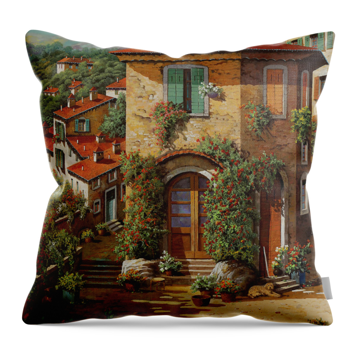 Instagram Throw Pillow featuring the painting Il Cielo Verdolino In Ottobre Novembre 2019 by Guido Borelli