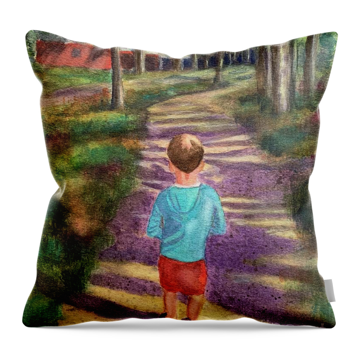 Boy Throw Pillow featuring the painting I'm On My Way by Sue Carmony