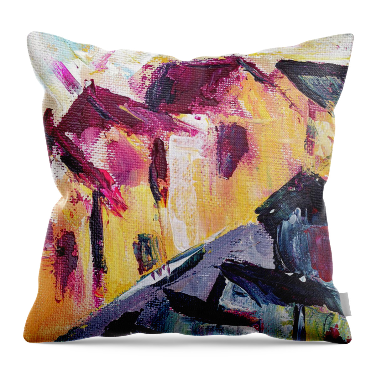 Solvang Throw Pillow featuring the painting Impression of Solvang by Roxy Rich