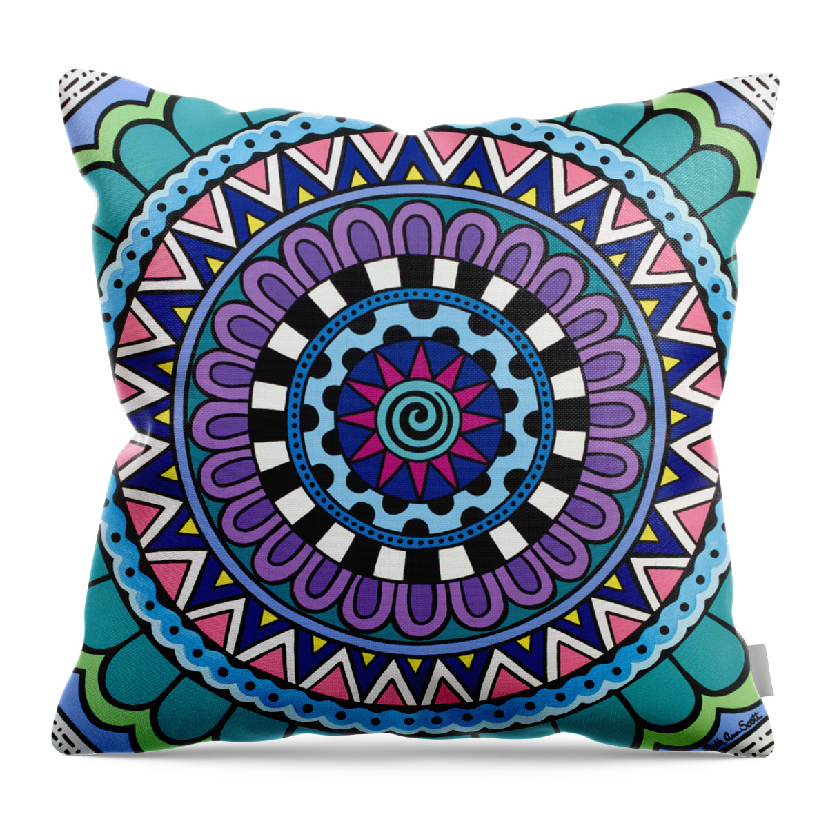 Mandala Throw Pillow featuring the painting In A Dream by Beth Ann Scott