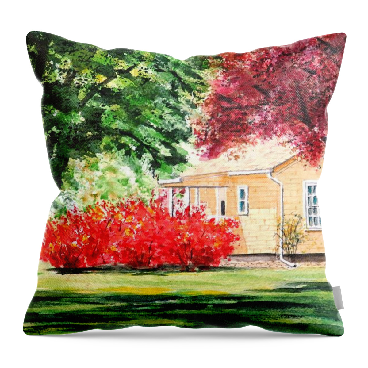 Bush Throw Pillow featuring the painting In Full Bloom by Joseph Burger